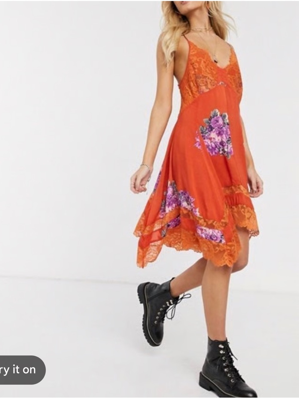 NEW Free People Table for two trapeze swing dress orange small - Picture 2 of 6